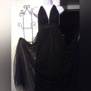 Black sheer spaghetti strapped evening Dress